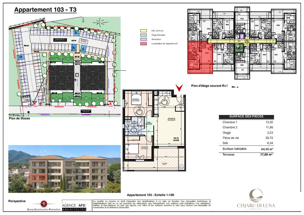 Chjaru di Luna R+1 3 Plan appartement 103